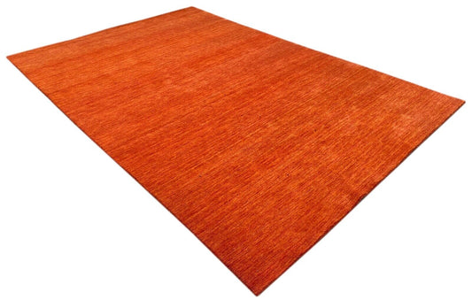 Terrakotta Teppich 100% Wolle 170x240 cm Handgewebt Orange Orientteppich U1