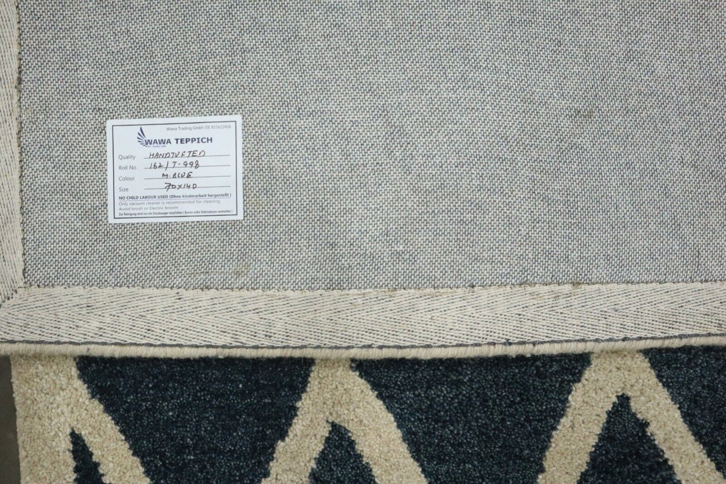 Gabbeh Teppich 100% Wolle 70X140 cm Handarbeit Grau Beige Handgetuftet T998