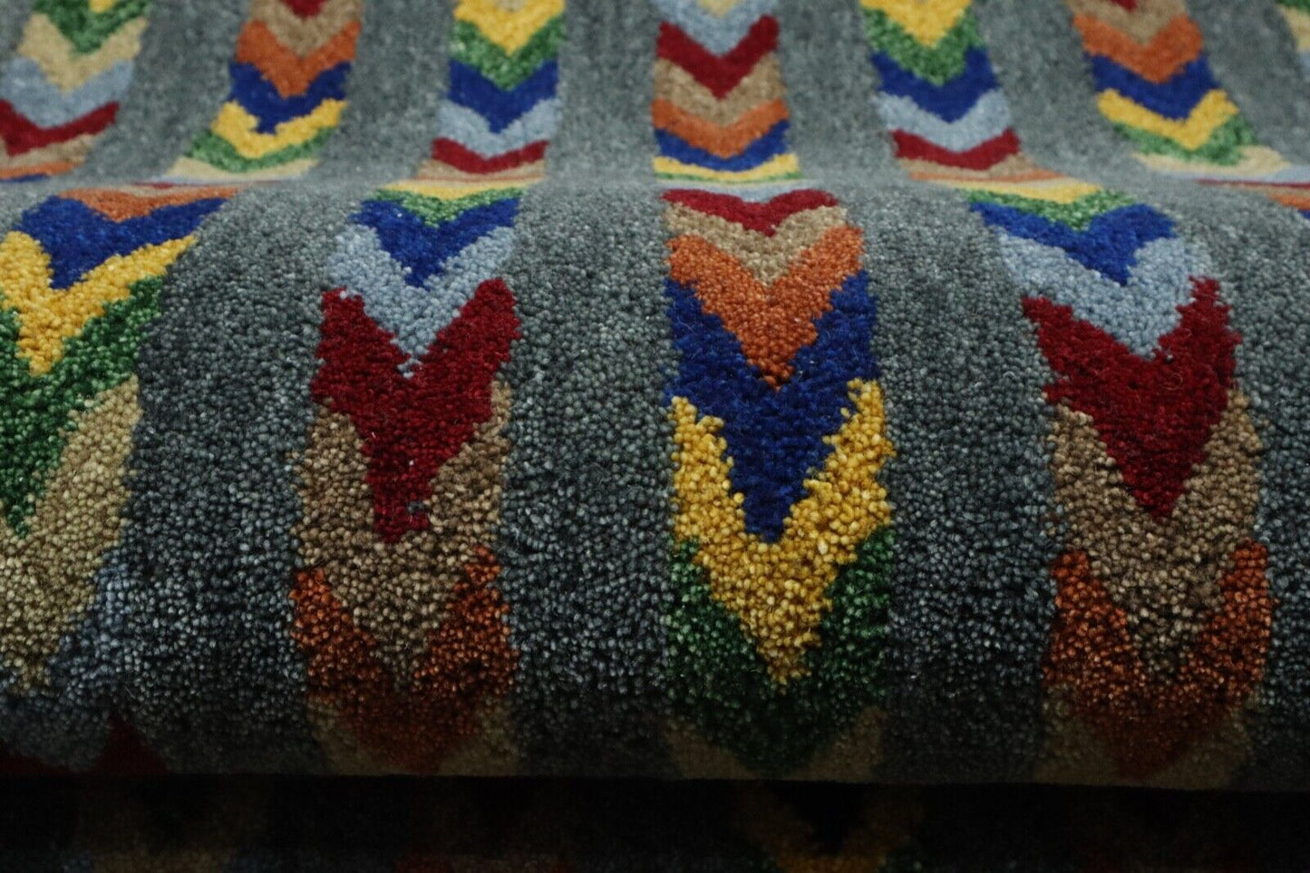 Gabbeh Teppich 100% Wolle 70X140 cm Handarbeit Grau Handgetuftet T996