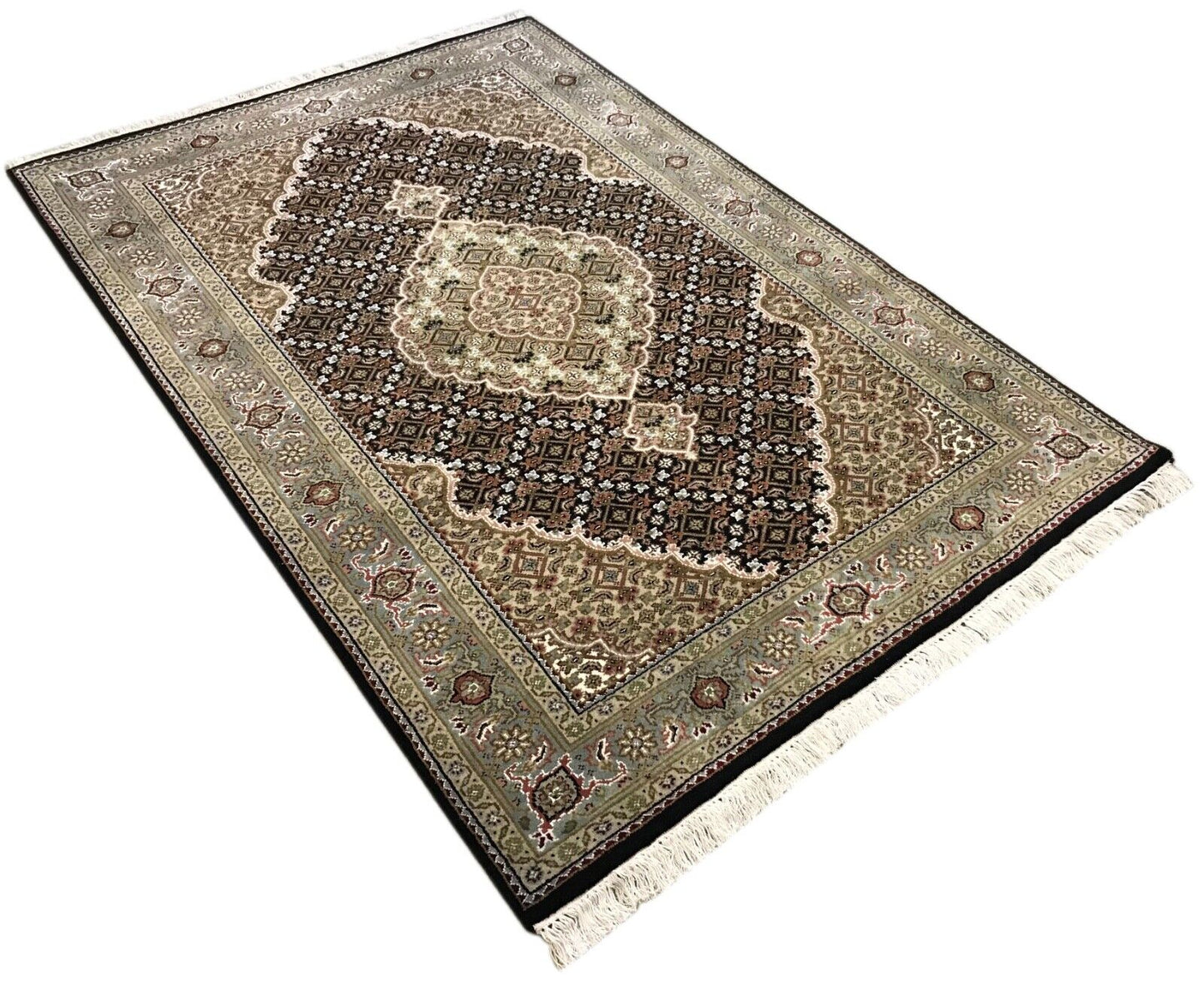 Teppich Handgeknüpft Orientteppich Täbriz Mahi Bidjar creme  Rot 125x188 cm M10