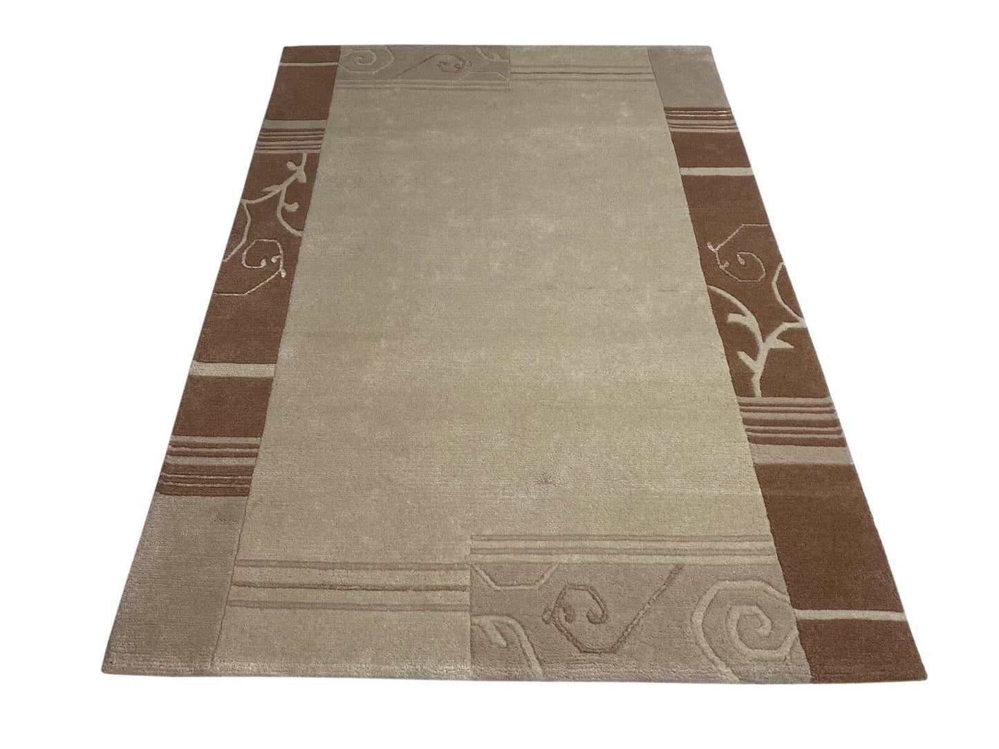 Indo Nepal Handgeknüpft Teppich beige 100% Wolle Hochwertiger Gabbeh