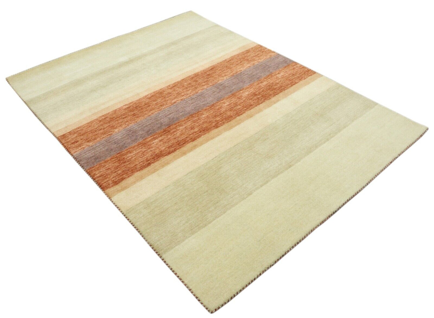 Teppich 100% Wolle 150x200 cm Terrakotta Beige Handgewebt Gabbeh LR1051