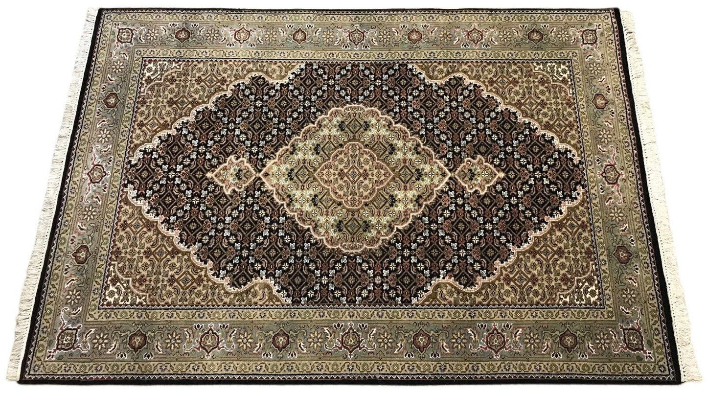 Teppich Handgeknüpft Orientteppich Täbriz Mahi Bidjar creme  Rot 125x188 cm M10