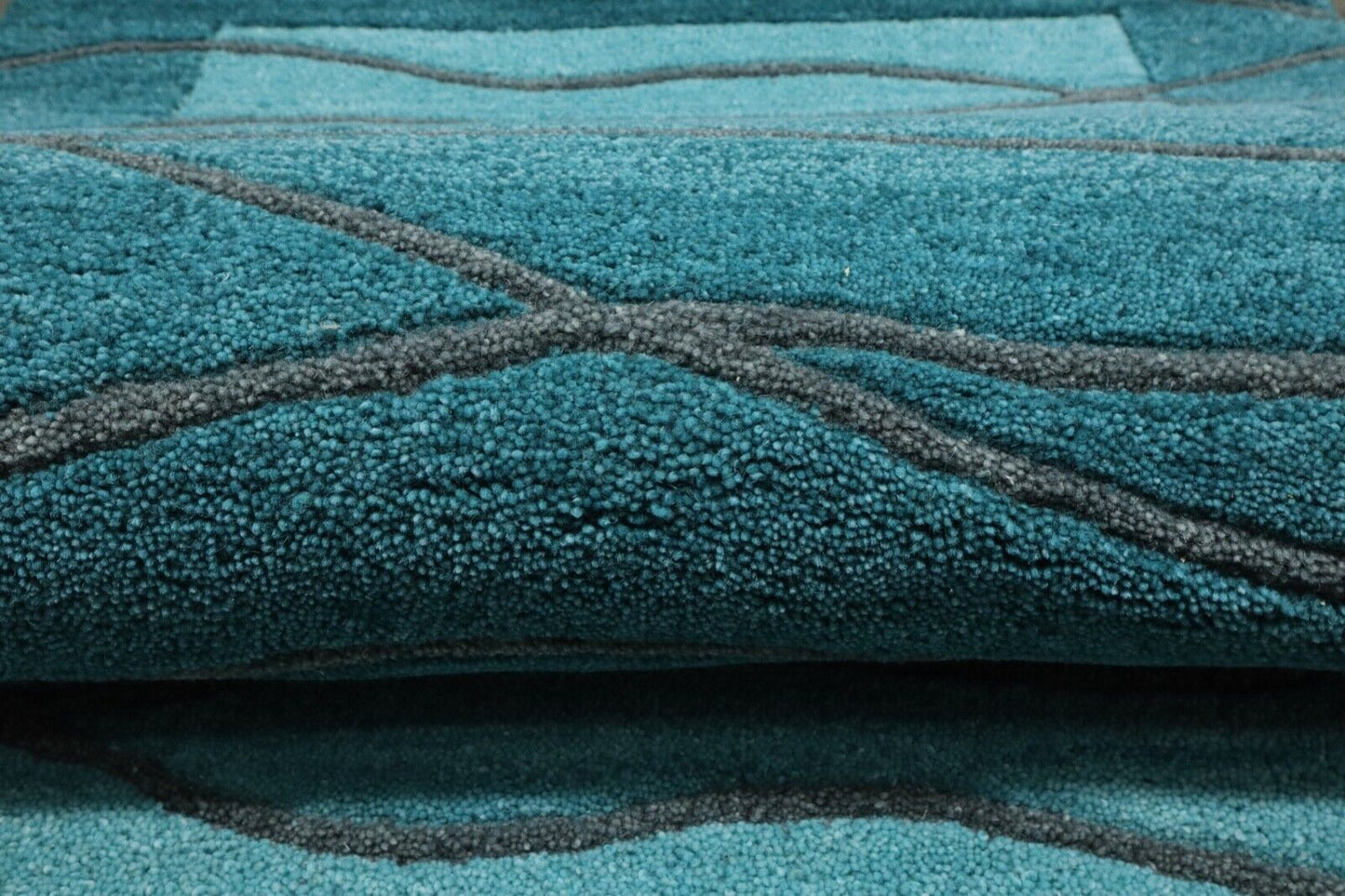 Gabbeh Teppich 100% Wolle 70X140 cm Handarbeit Hell Blau Handgetuftet T1020