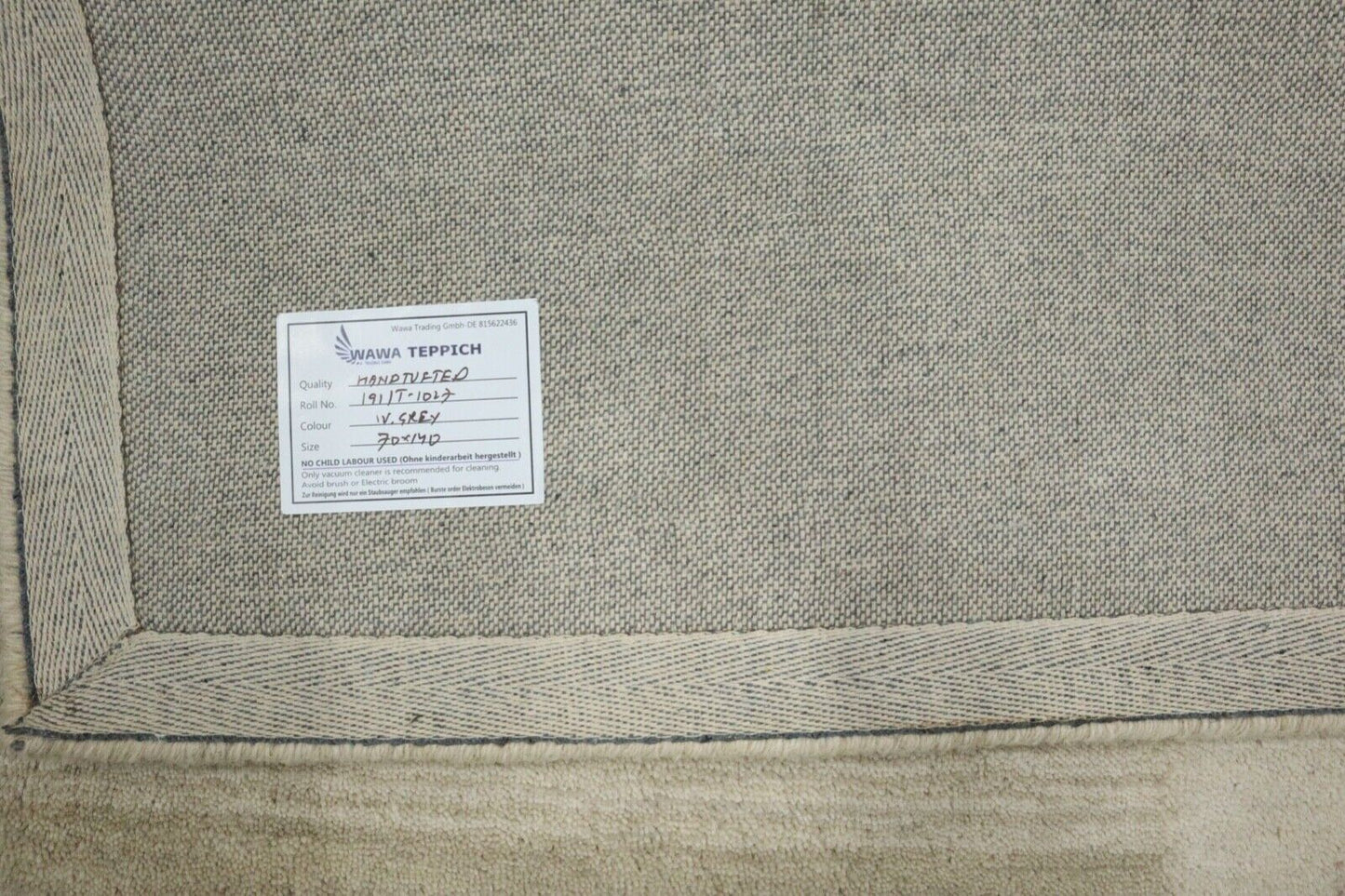 Gabbeh Teppich 100% Wolle 70X140 cm Handarbeit Beige Handgetuftet T1027