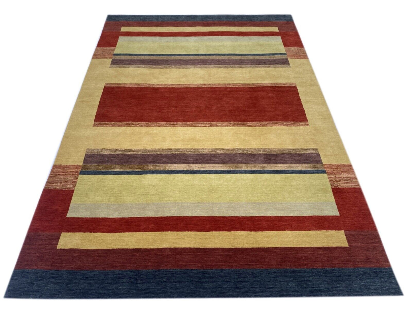 Teppich 100% Wolle 170x240 cm rot Beige Handgewebt Gabbeh Orientteppich BR10