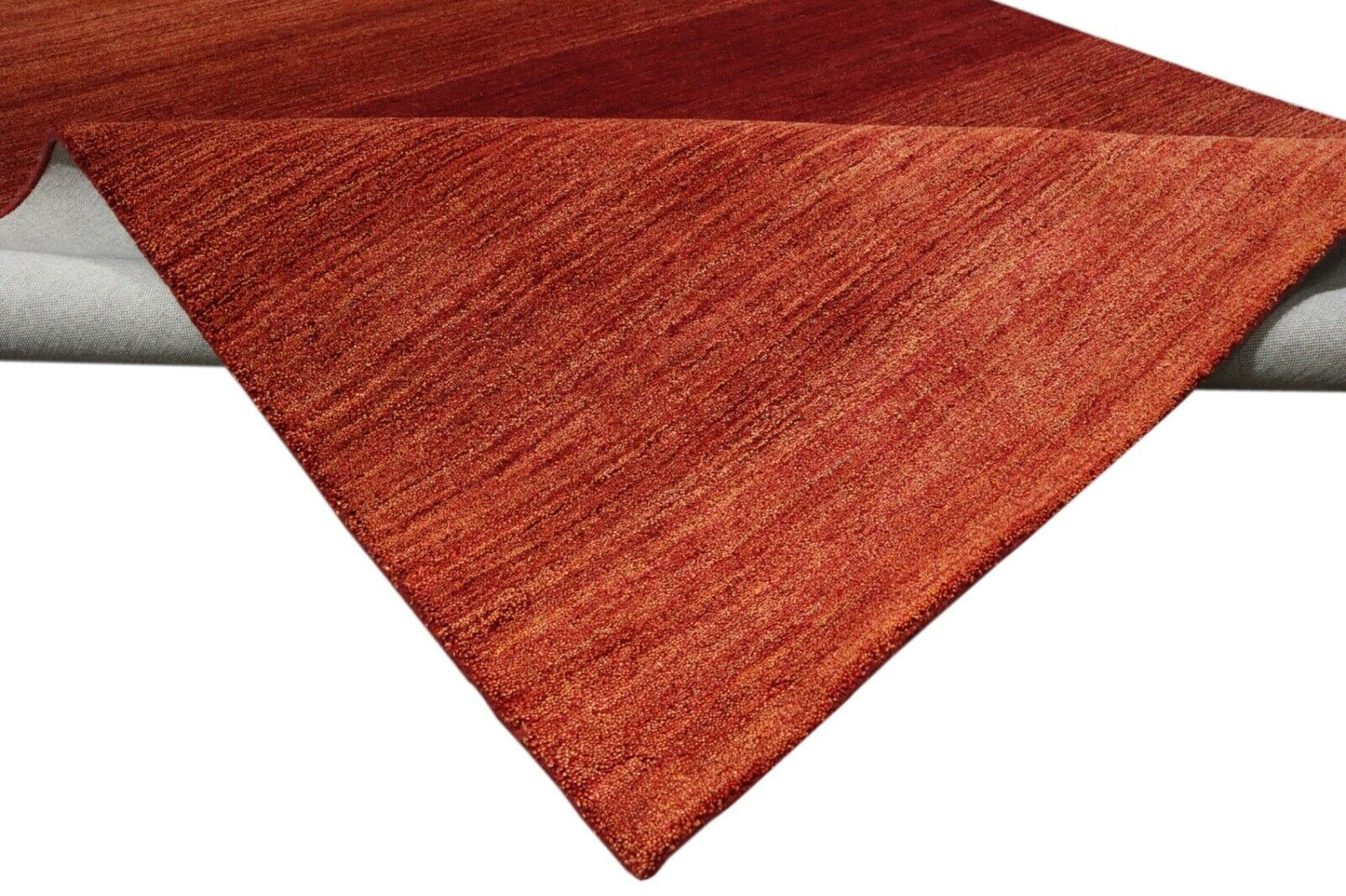 Terrakotta Teppich 100% Wolle 200x300 cm Orange Rot Gabbeh Loom Handgewebt T960