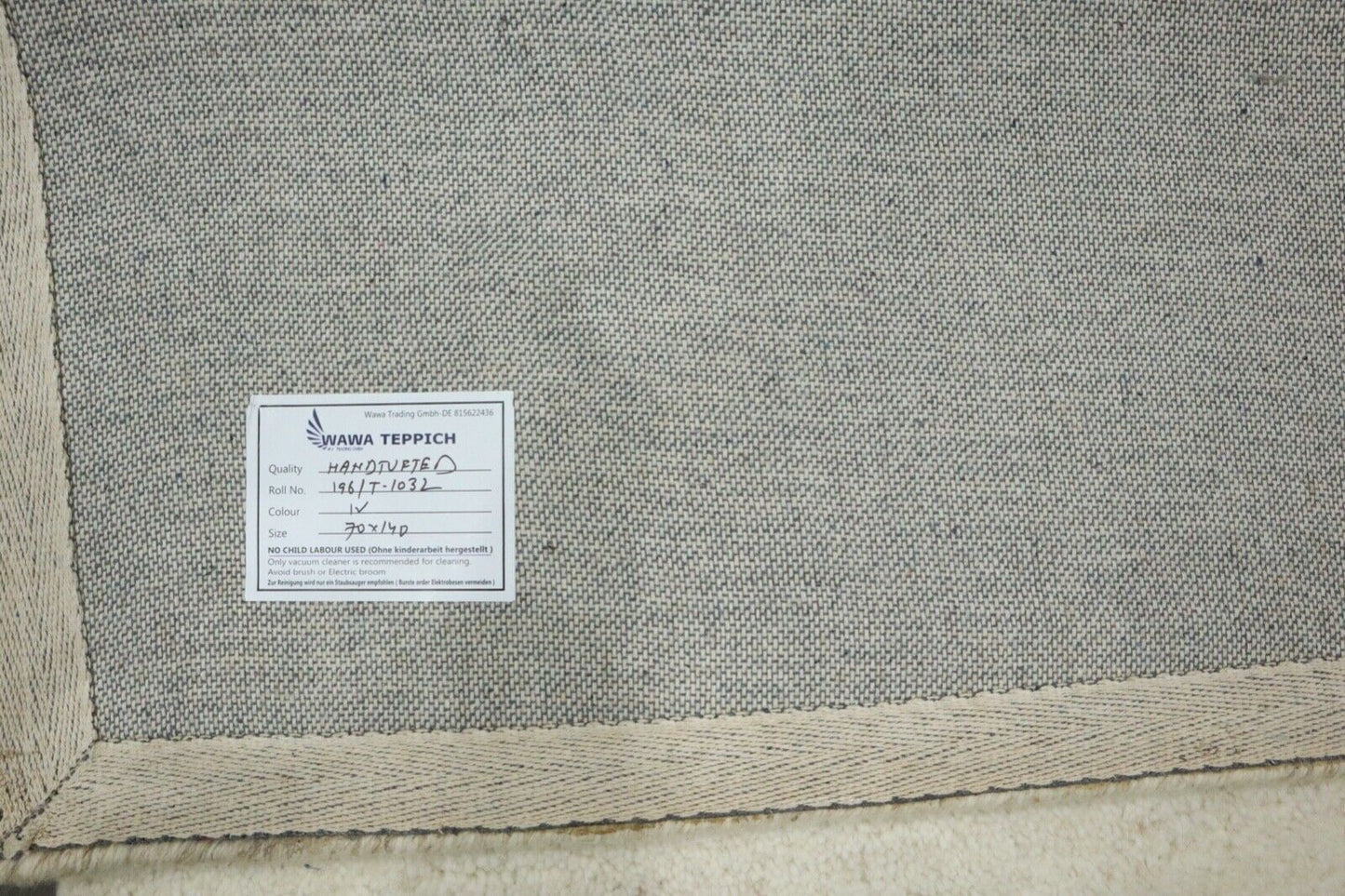 Gabbeh Teppich 100% Wolle 70X140 cm Handarbeit Beige Grau Handgetuftet T1032