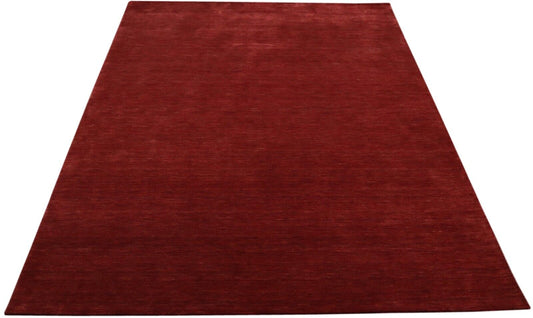 Einfarbig Rot Teppich 100% Wolle 200x250 cm Gabbeh Handgewebt T962