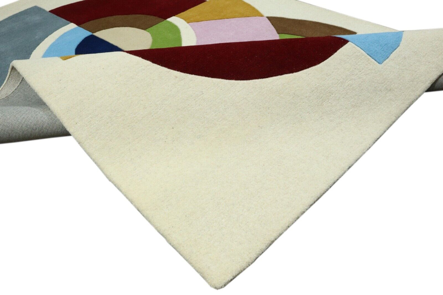 Beige bunt Teppich 100% Wolle 160X230 cm Handarbeit Handgetuftet T1038