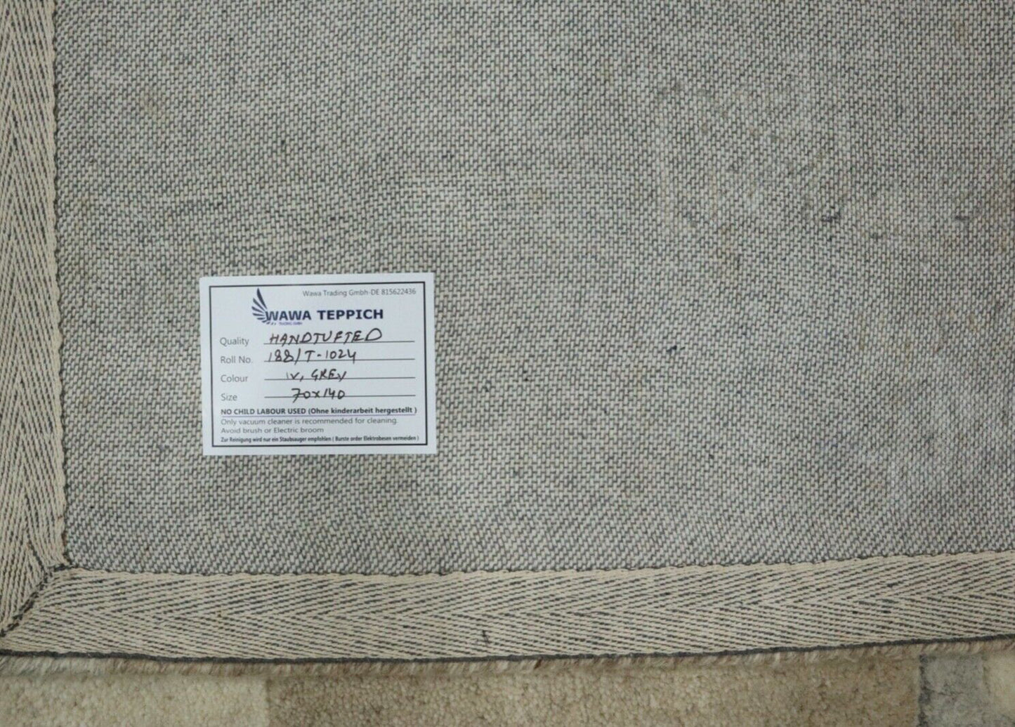 Gabbeh Teppich 100% Wolle 70X140 cm Handarbeit Grau Beige Handgetuftet T1024