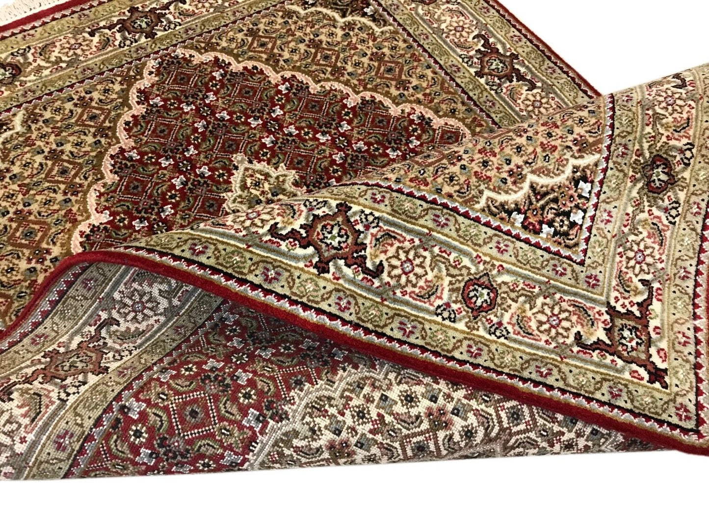 Teppich Handgeknüpfter Orientteppich Täbriz Mahi Bidjar  Rot 120x185 cm M8 M11