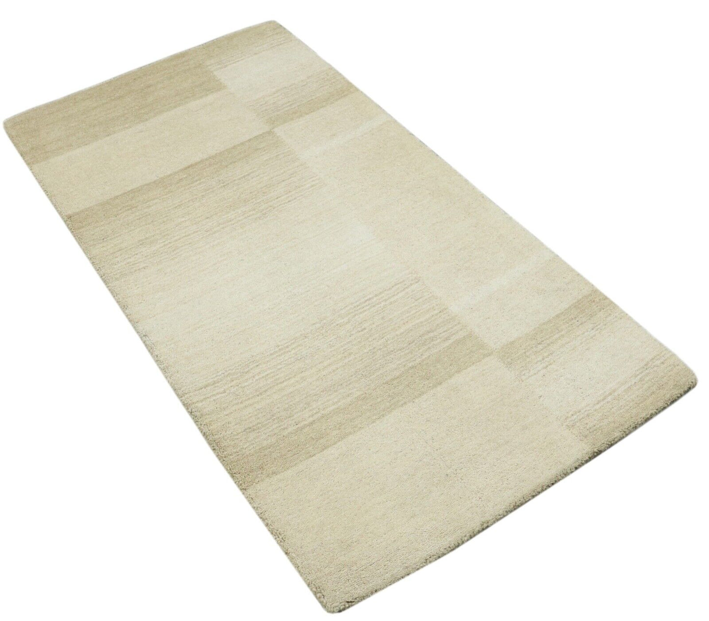 Gabbeh Teppich 100% Wolle 70X140 cm Handarbeit Beige Handgetuftet T1027