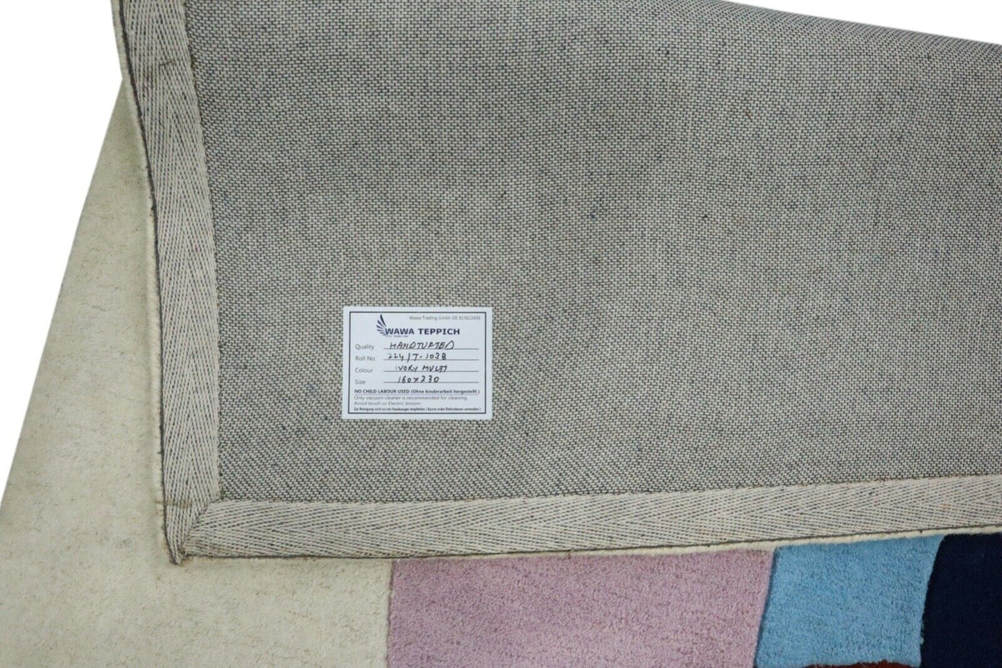 Beige bunt Teppich 100% Wolle 160X230 cm Handarbeit Handgetuftet T1038