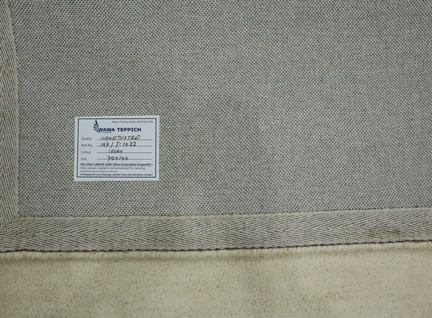 Gabbeh Teppich 100% Wolle 70X140 cm Handarbeit Beige Grau Handgetuftet T1033