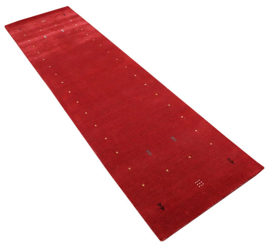 Rot Läufer Gabbeh Teppich 100% Wolle Loom Handgefertigt 70X240 cm LR1055