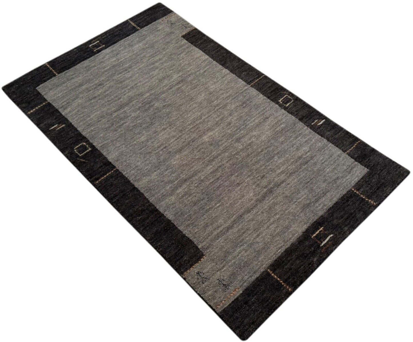 Gabbeh Teppich Grau 100% Wolle Handgewebt Orientteppich Lori 90x160 cm WR111