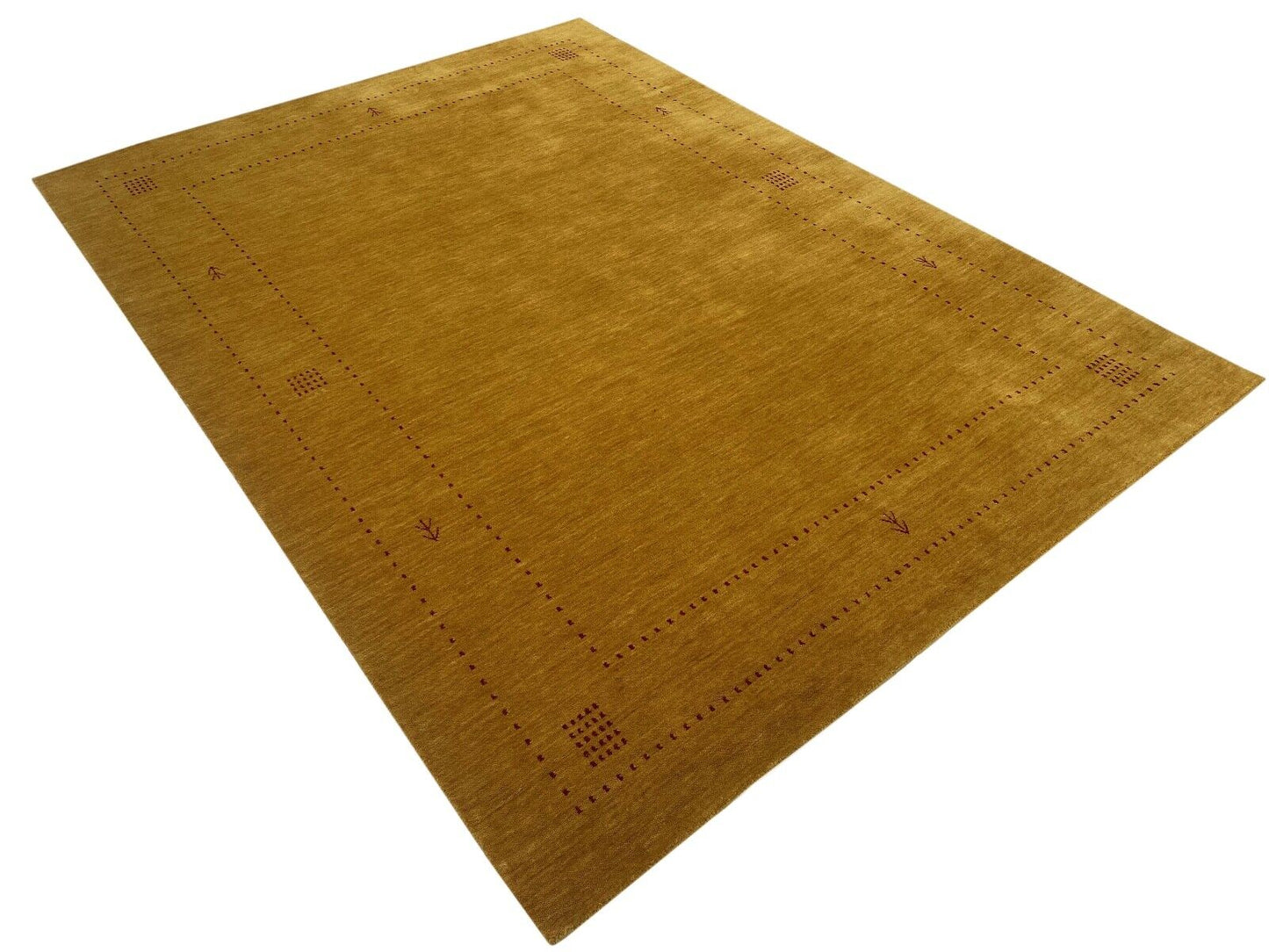 Gold Teppich 100% Wolle 170x240 cm Handgewebt Gelb Gabbeh Orientteppich ac07