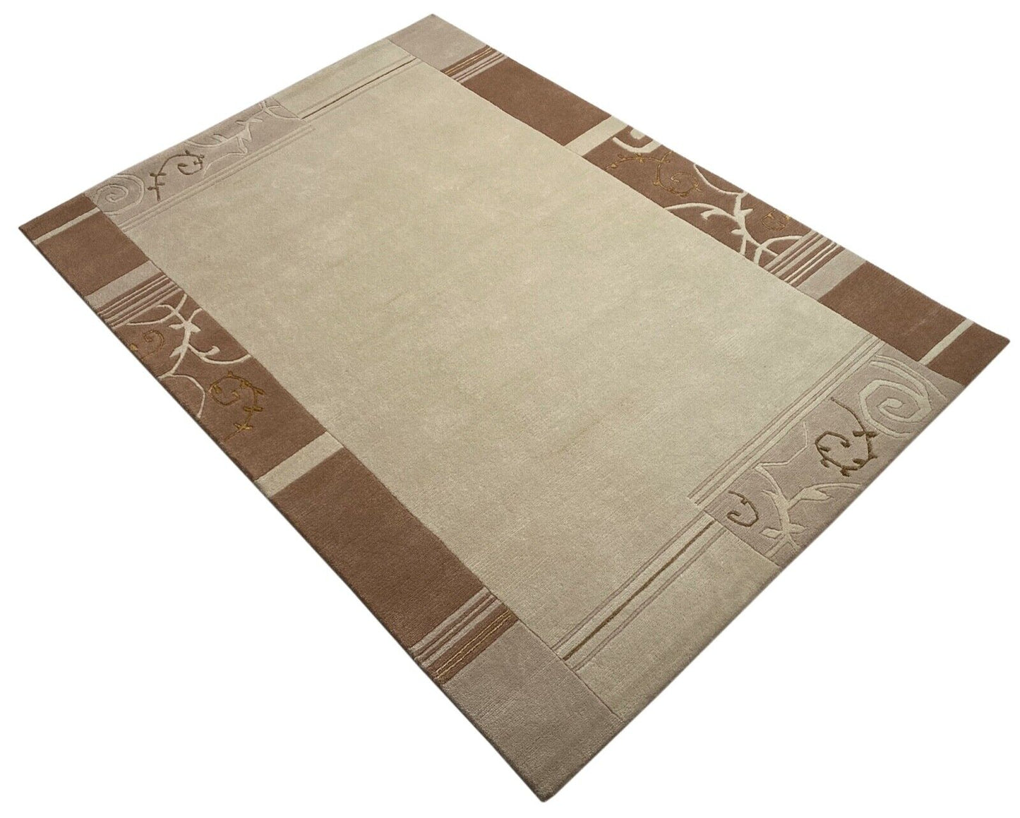 Indo Nepal Handgeknüpft Teppich beige 100% Wolle Hochwertiger Gabbeh