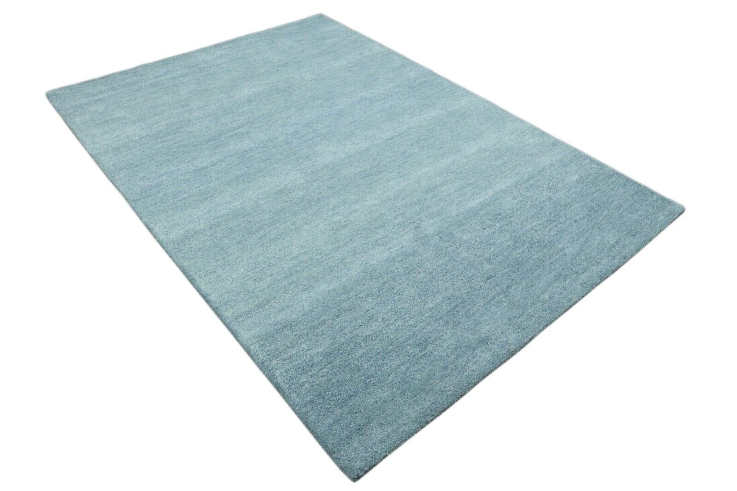 Teppich Hell Blau 100% Wolle 160X230 cm Handarbeit Handgetuftet T917