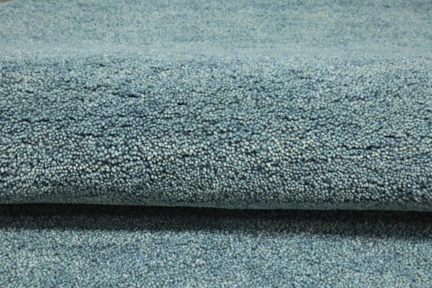 Rund Hell Blau Teppich 100% Wolle 150X150 cm Handarbeit Handgetuftet T952