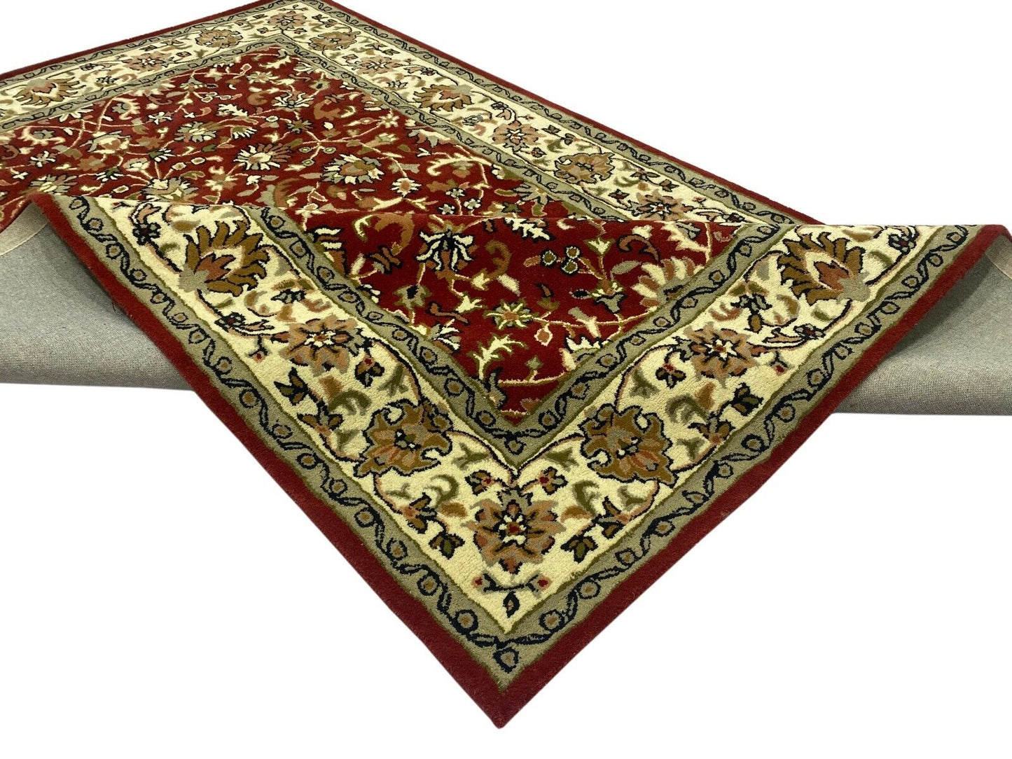 Orientteppich Rot Teppich 100% Wolle Herati Braun Beige Handgetuftet Handgewebt