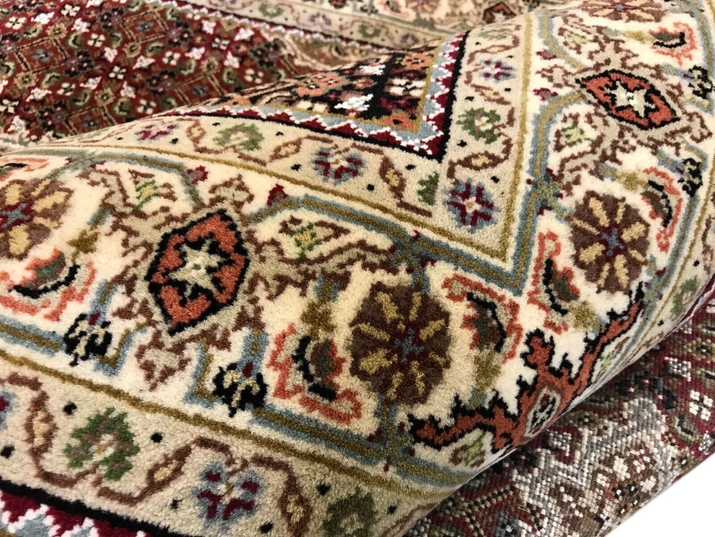 Teppich Handgeknüpfter Orientteppich Täbriz Mahi Bidjar  Rot 120x185 cm M8 M11