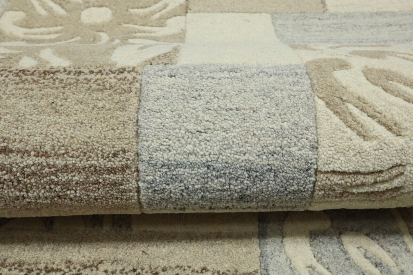 Gabbeh Teppich 100% Wolle 70X140 cm Handarbeit Grau Beige Handgetuftet T1024