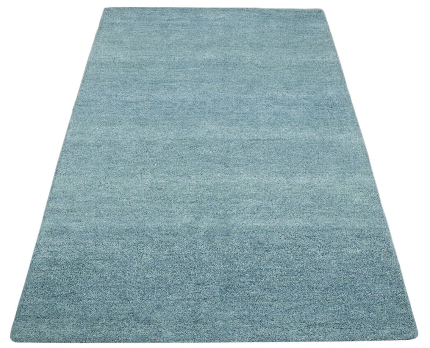 Teppich Hell Blau 100% Wolle 160X230 cm Handarbeit Handgetuftet T917