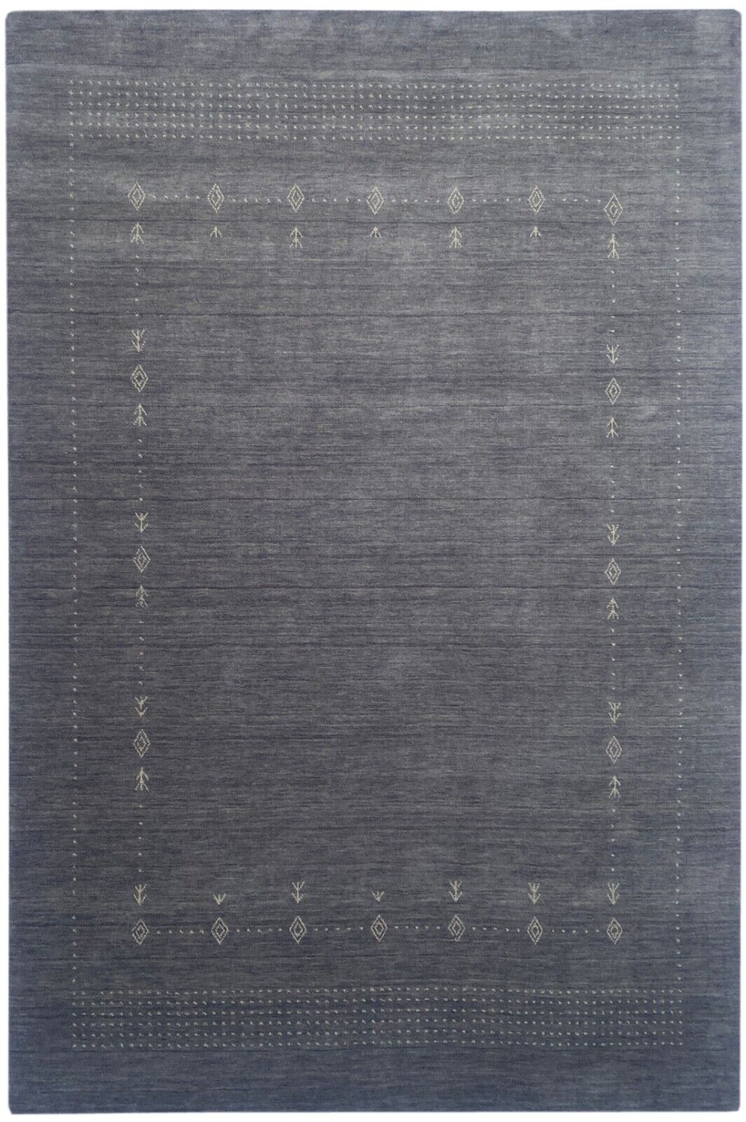 Grau Teppich 100% Wolle 170x240 cm Handgewebt hellblau Orientteppich ac08