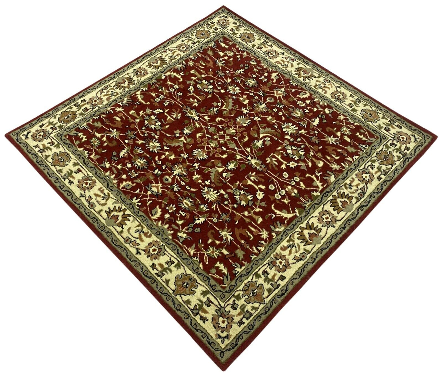 Orientteppich Rot Teppich 100% Wolle Herati Braun Beige Handgetuftet Handgewebt