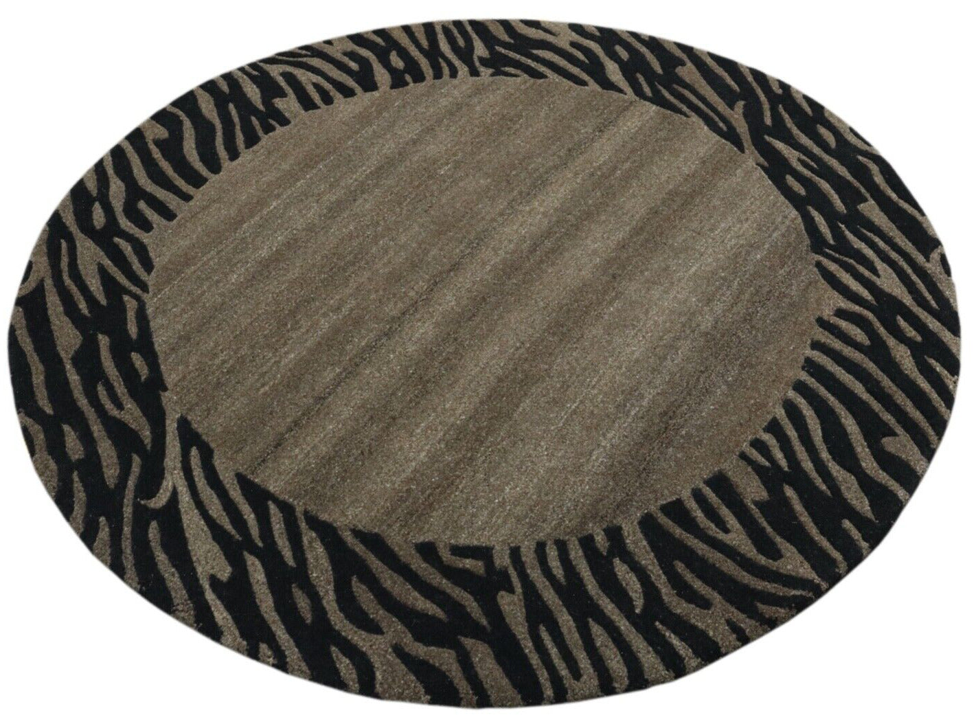 Rund Kaffeefarbe Teppich 100% Wolle 150X150 cm Handarbeit Handgetuftet T948