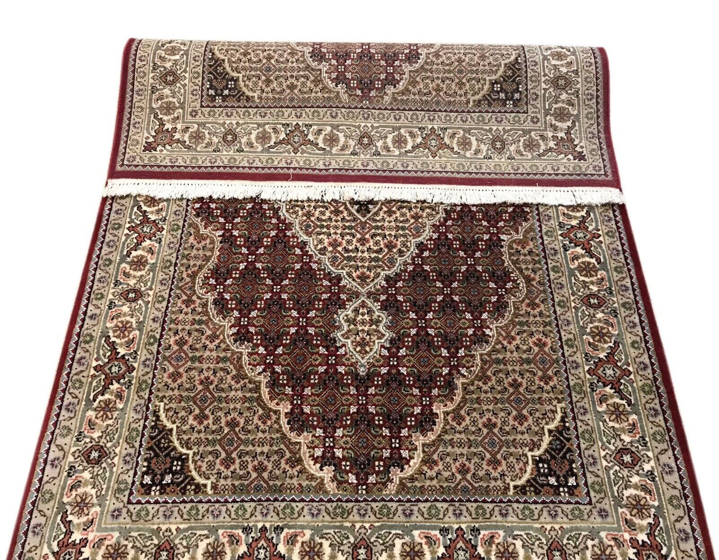 Teppich Handgeknüpfter Orientteppich Täbriz Mahi Bidjar  Rot 120x185 cm M8 M11