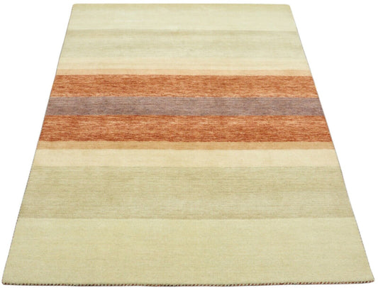 Teppich 100% Wolle 150x200 cm Terrakotta Beige Handgewebt Gabbeh LR1051