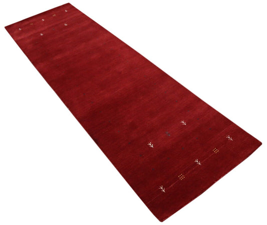 Rot Läufer Gabbeh Teppich 100% Wolle Loom Handgefertigt 70X240 cm LR1056