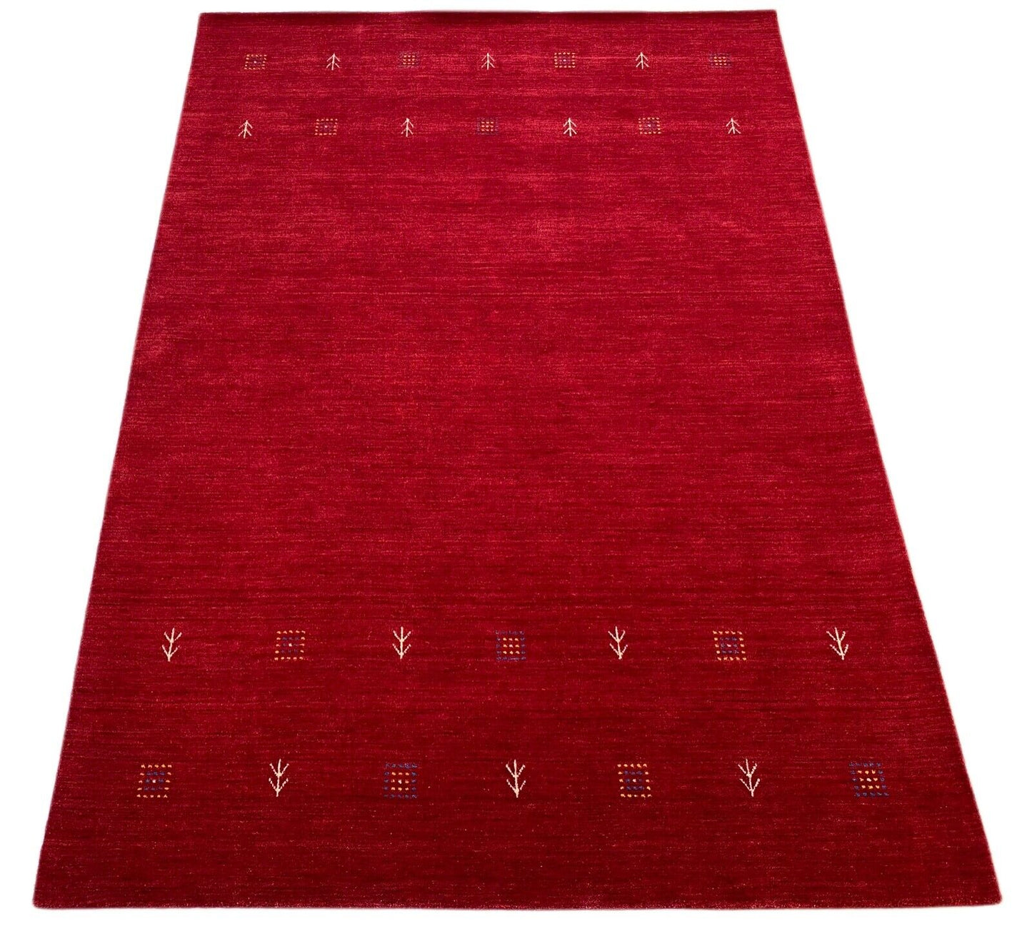 Gabbeh Teppich Rot 100% Wolle Orientteppich Handgewebt  Loom Brücke G543 T6