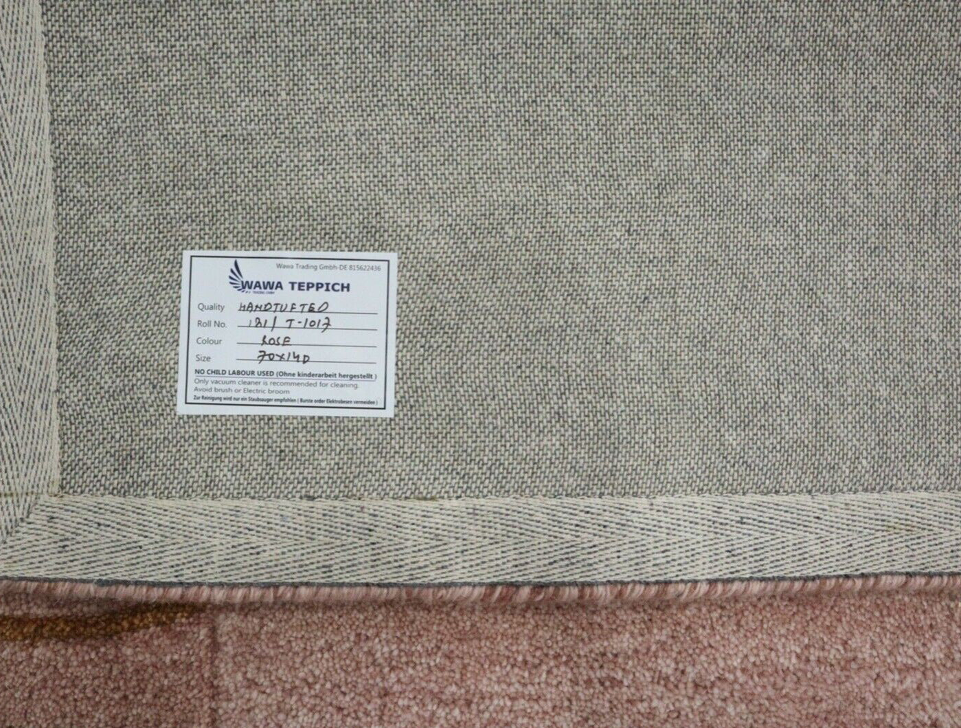 Gabbeh Teppich 100% Wolle 70X140 cm Handarbeit Rosa Handgetuftet T1017