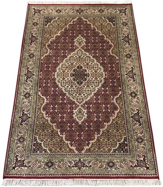 Teppich Handgeknüpfter Orientteppich Täbriz Mahi Bidjar  Rot 120x185 cm M8 M11