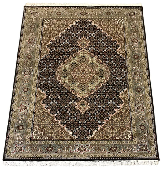 Teppich Handgeknüpft Orientteppich Täbriz Mahi Bidjar creme  Rot 125x188 cm M10