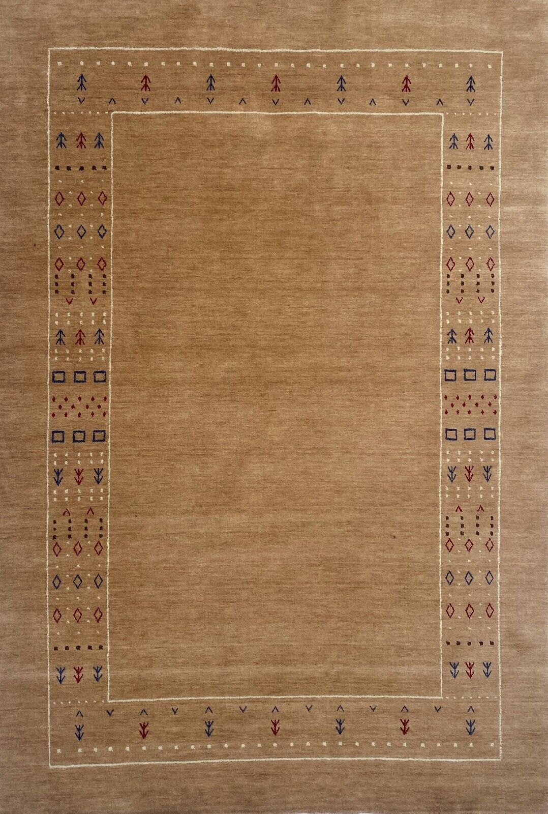 Pfirsichfarbe Teppich 100% Wolle 170x240 cm Handgewebt Beige Orientteppich ac01