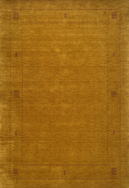 Gold Teppich 100% Wolle 170x240 cm Handgewebt Gelb Gabbeh Orientteppich ac07