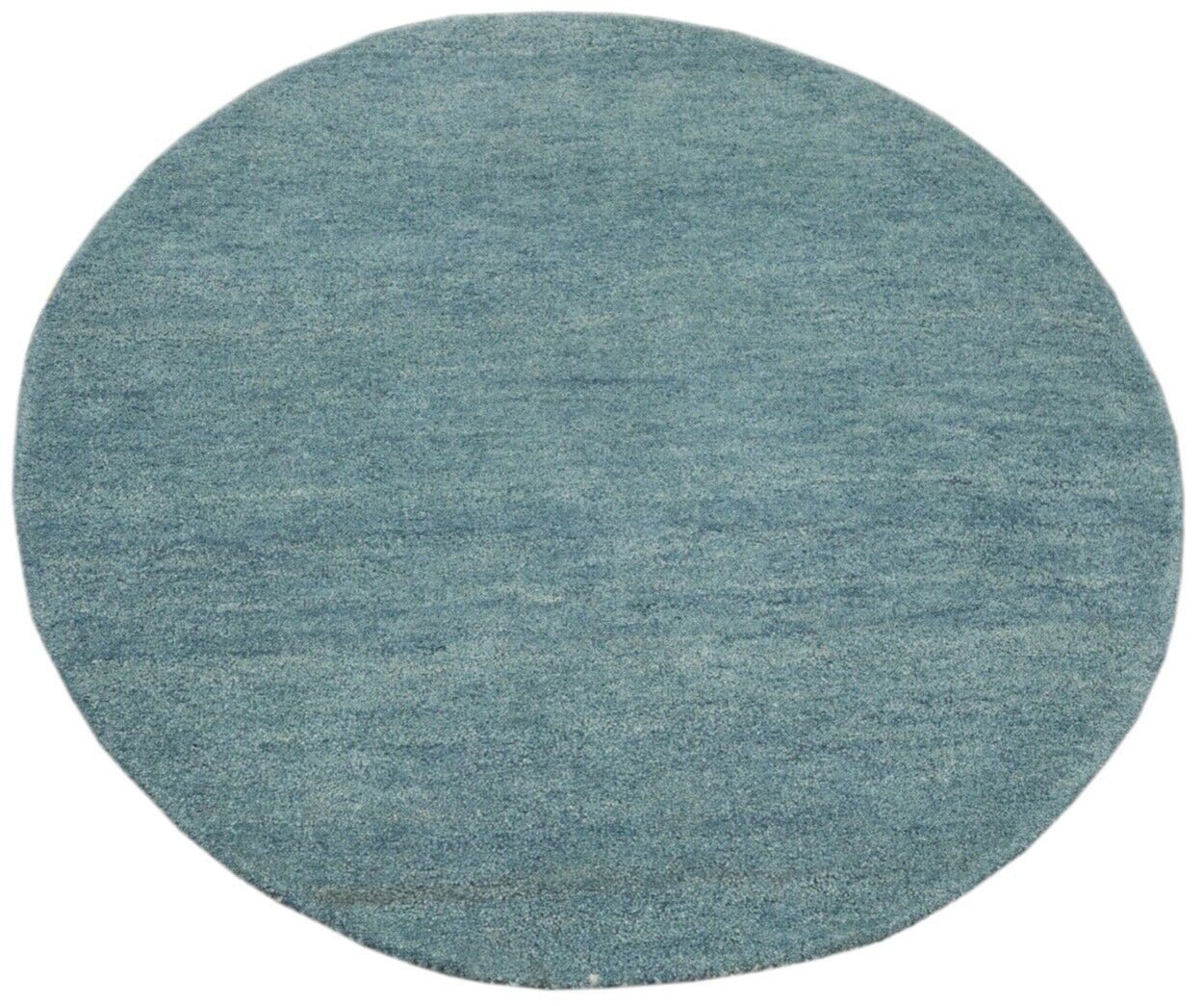 Rund Hell Blau Teppich 100% Wolle 150X150 cm Handarbeit Handgetuftet T952