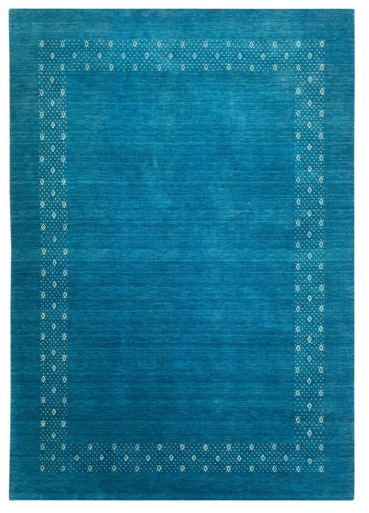 Turquoise Teppich 100% Wolle 170x240 cm Handgewebt Gabbeh Orientteppich ac05