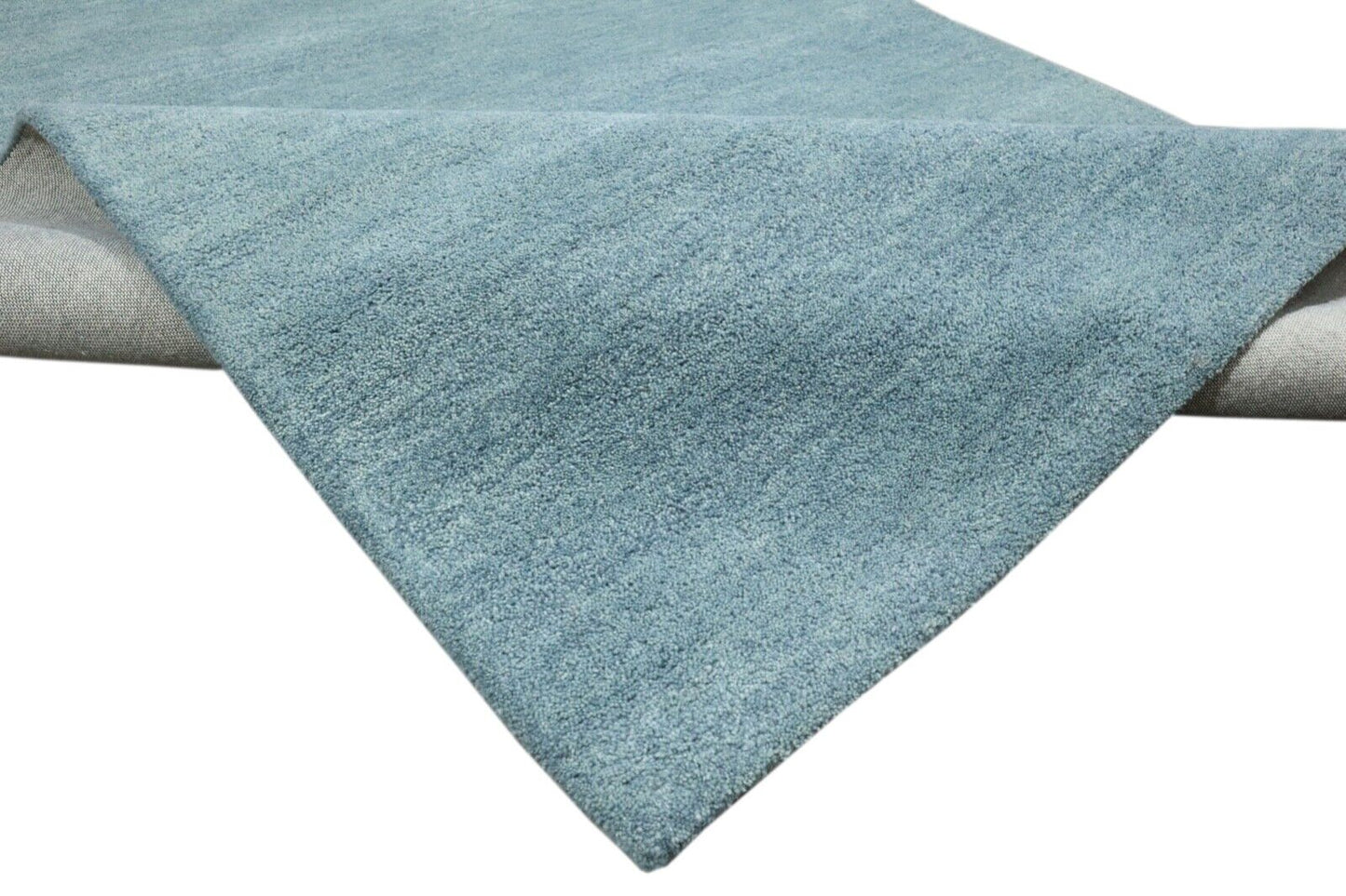 Teppich Hell Blau 100% Wolle 160X230 cm Handarbeit Handgetuftet T917