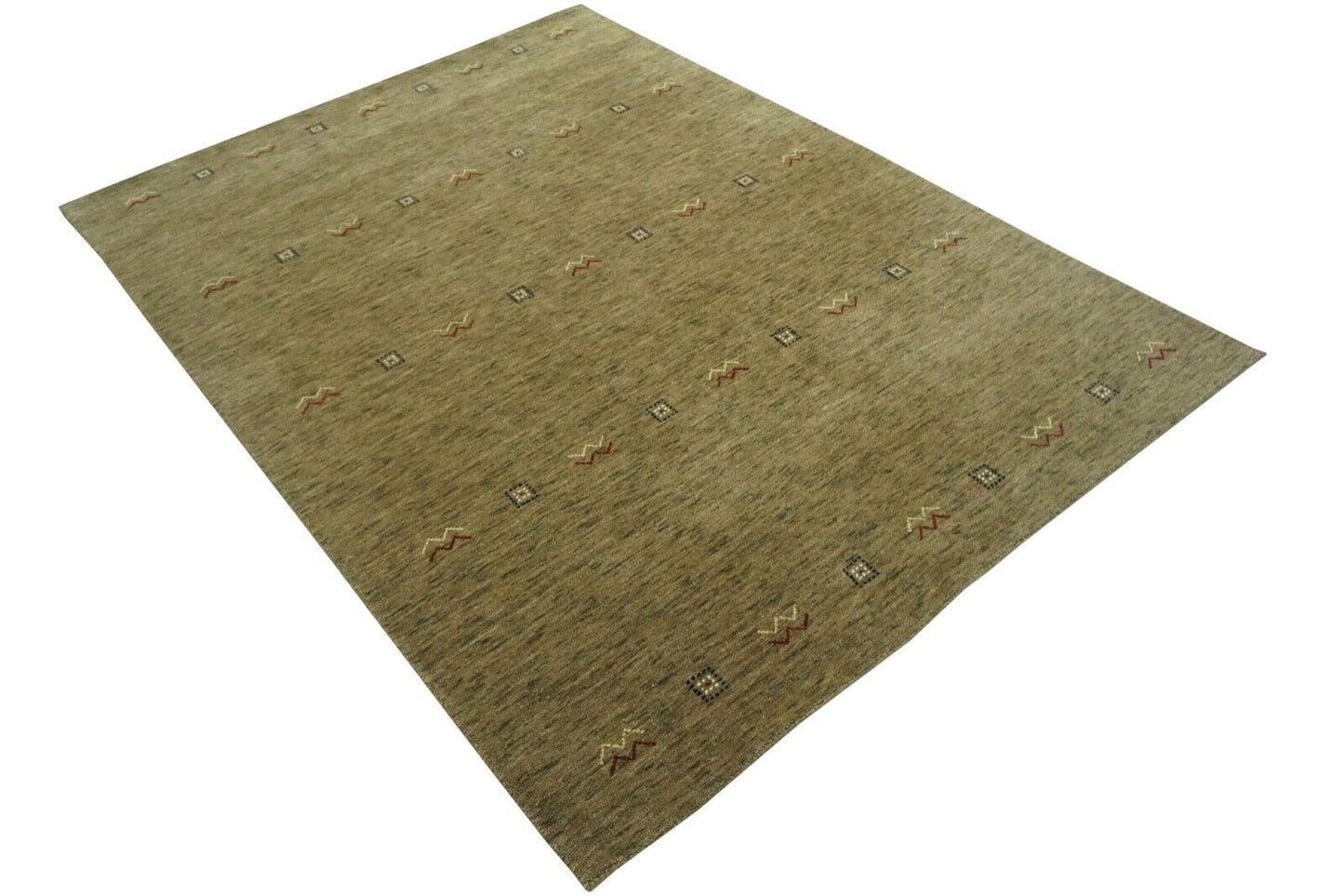 Gabbeh Teppich Dunkel Beige 100% Wolle 170x240 cm Handgewebt Orientteppich Lr667