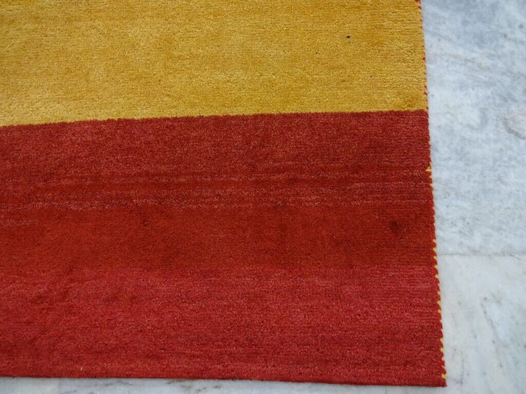 Gabbeh Teppich Handgeknüpft 100% Wolle Rot Gold Orientteppich 197X297 CM M136