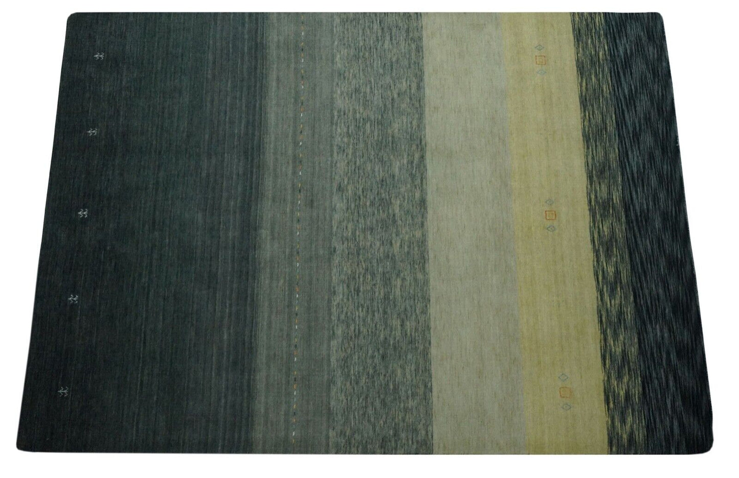 Gabbeh Teppich Grau Beige 100% Wolle 170x240 cm Handgewebt Orientteppich Lr505