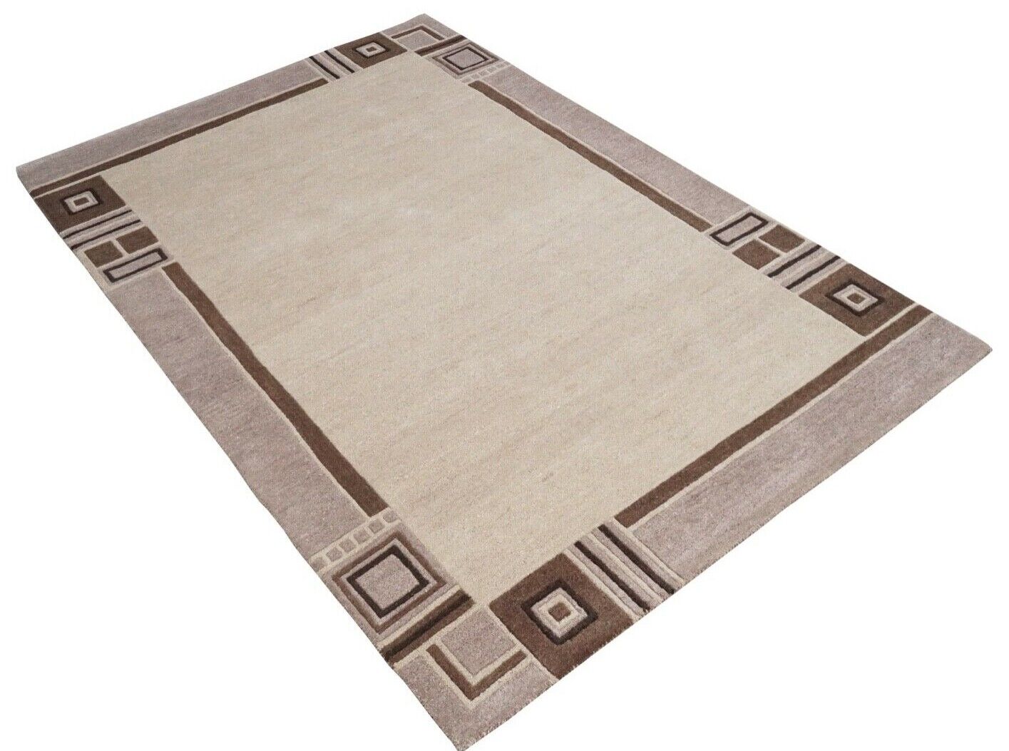 Teppich Beige Braun 100% Wolle 160X230 cm Orientteppich Handgetuftet HT238