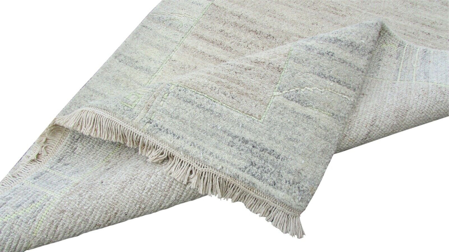 Nepal Teppich Handgeknüpft Grau Beige 100% Wolle Orientteppich 97x155 cm N-109