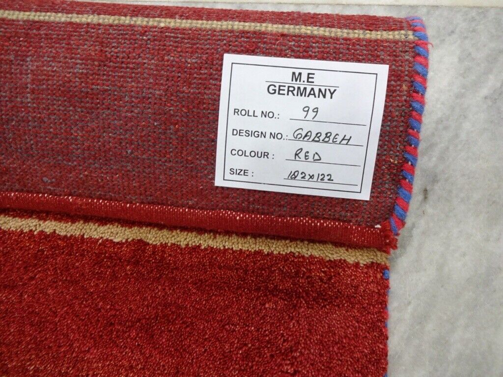 Gabbeh Teppich Handgeknüpft 100% Wolle Rot Beige  Orientteppich 122X182 CM M99